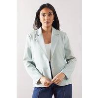 Wallis Women's Petite Pinstripe Single Breasted Blazer in Sage | Size: 16