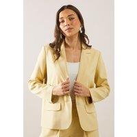 Wallis Women's Petite Pinstripe Single Breasted Blazer in Yellow | Size: 16