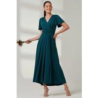 Jolie Moi Women's Wrap Bodice Super Smooth Jersey Maxi Dre in Dark Green | Size: 16