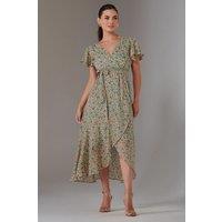 Jolie Moi Women's Petite High Low Midaxi Dress in Beige | Size: 12