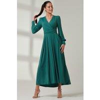 Jolie Moi Women's Long Sleeve Super Soft Jersey Maxi Dress in Light Green | Size: 10