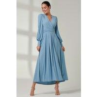 Jolie Moi Women's Long Sleeve Super Soft Jersey Maxi Dress in Baby Blue | Size: 10