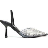 XY London Women's 'Kadie' Perspex Jewel Pointed Toe Court Shoe Sandals With Slingback in Black | Size: 5