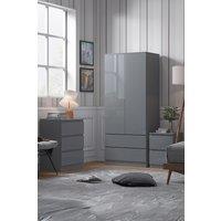 FWStyle Stora 2 Door 2 Drawer Wardrobe Grey Gloss (H) 180.5 (W) 80 (D) 50cm