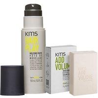KMS AddVolume Bar Shampoo 75g & HairPlay Molding Paste 150ml Duo in Clear