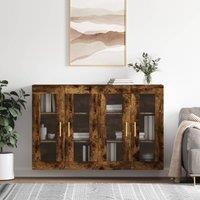 Berkfield Home Wall Mounted Cabinets 2 pcs Smoked Oak Engineered Wood in Brown