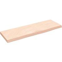 Berkfield Home Wall Shelf 60x20x2 cm Untreated Solid Wood Oak in Brown | Size: 60 x 20 x 2 cm