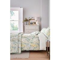 Sanderson 'Hollyhocks Cotton Duvet Cover Set in Silver | Size: Super King