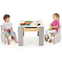 Costway 4 in 1 Activity Table & Chairs Wooden Furniture Set w/ Storage in Grey