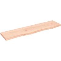 Berkfield Home Wall Shelf 80x20x2 cm Untreated Solid Wood Oak in Brown | Size: 80 x 20 x 2 cm