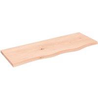 Berkfield Home Wall Shelf 80x30x2 cm Untreated Solid Wood Oak in Brown | Size: 80 x 30 x 2 cm