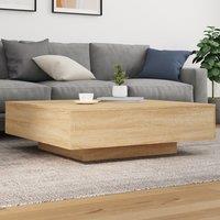 Berkfield Home Coffee Table with LED Lights Sonoma Oak 100x100x31 cm in Brown | Size: 100 x 100 x 31 cm
