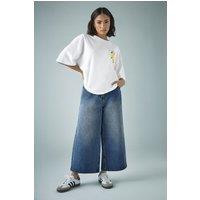 PixieGirl Women's Petite Wide Leg Cropped Jeans in Blue | Size: 10