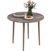 HOMCOM Folding Dining Table for 4, Round Drop Leaf Table, Modern Space Saving Small Kitchen Table with Wood Legs for Dining Room in Grey