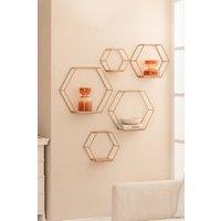 MH London Wall Shelf Hexagon Solid Wood Wall Shelf Floating Shelf Bookshelves - Haverstock in Gold