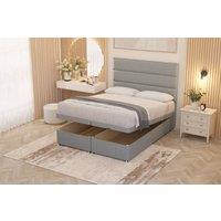 Somnior Chambery Hybrid Pocket Sprung Orthopaedic Ottoman Bed Set with Headboard Linen Fabric in Light Grey | Size: Single