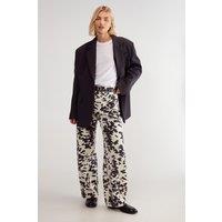 NastyGal Women's Denim Dalmatian Print Barrell Leg Jean in Mono | Size: 6