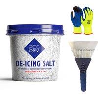 Pegdev White De-Icing Salt with Car Window Scraper & Thermal Gloves Rapid Formula 750g