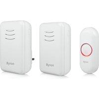 Byron DBY-22314UK Wireless Doorbell Set, Twin Pack, Battery Portable & in White