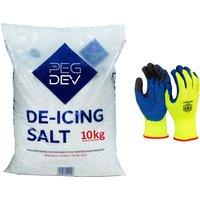 Pegdev 10kg Premium White De-Icing Rock Salt with Pair of Thermal Work Gloves