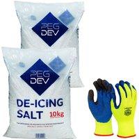 Pegdev 20kg Premium White De-Icing Rock Salt with Pair of Thermal Work Gloves