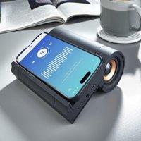 mysmartbuy Smartphone Audio Amplifier Speaker with Wireless Charging - USB Rechargeable Lightweight Portable Sound Booster & Phone Charger in Black
