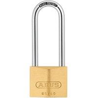 ABUS 65/40mm Brass Padlock 63mm Long Shackle Keyed Alike 6405 in Yellow