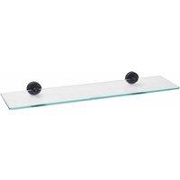 Nes Home Matt Black Modern Round Single Glass Shelf