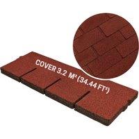 Novecrafto Premium Bitumen Roof Felt Shingles Heavy Duty Asphalt Roof Shingles 100cm x 34cm (20 Pcs) in Red | Size: 100 cm x 34 cm