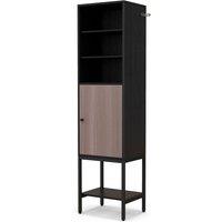 Gymax Tall Storage Cabinet Freestanding Kitchen Slim Cupboard With Door in Black