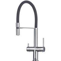 Nes Home Whitacre Modern Kitchen Sink Mixer Tap With Pull Out 360 Swivel Spout in Silver