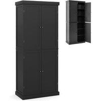 Gymax Kitchen Tall Cabinet 4-Door Pantry Buffet Organizer With 6-Tier Shelves in Black