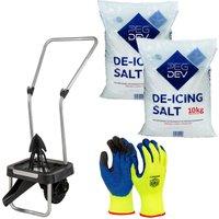 Pegdev 20kg White De-Icing Salt with Oscillating Spreader & Latex Gloves Kit