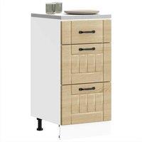 Berkfield Home Kitchen Base Cabinet Lucca Sonoma Oak Engineered Wood in Brown