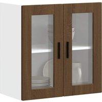 Kitchen Wall Cabinet with Glass Door Porto Brown Oak
