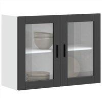 Kitchen Wall Cabinet with Glass Door Porto Black