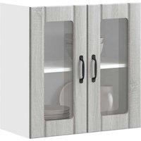 Berkfield Home Kitchen Wall Cabinet with Glass Door Lucca Grey Sonoma Engineered Wood