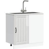 Berkfield Home Sink Base Cabinet Lucca High Gloss White Engineered Wood