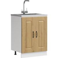 Berkfield Home Sink Base Cabinet Kalmar Artisan Oak 60x46x81.5 cm Engineered Wood in Brown