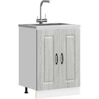 Berkfield Home Sink Base Cabinet Kalmar Grey Sonoma 60x46x81.5 cm Engineered Wood