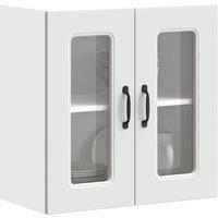 Berkfield Home Kitchen Wall Cabinet with Glass Door Kalmar White Engineered Wood