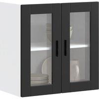 Berkfield Home Kitchen Wall Cabinet with Glass Door Porto Black