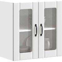 Berkfield Home Kitchen Wall Cabinet with Glass Door Lucca White Engineered Wood