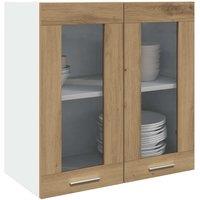Berkfield Home Kitchen Wall Cabinet with Glass Door Artisan Oak 60x31x60 cm in Brown | Size: 60 x 31 x 60 cm