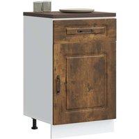 Berkfield Home Kitchen Base Cabinet Kalmar Smoked Oak Engineered Wood in Brown
