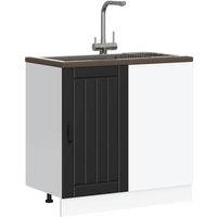 Berkfield Home Sink Base Cabinet Lucca Black Engineered Wood