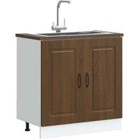 Berkfield Home Sink Base Cabinet Kalmar Brown Oak 80x46x81.5 cm Engineered Wood