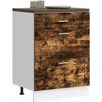 Berkfield Home Kitchen Base Cabinet Smoked Oak Engineered Wood in Brown