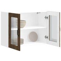 Berkfield Home Kitchen Wall Cabinet with Glass Door Lucca Smoked Oak Engineered Wood in Brown