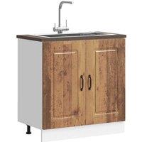 Berkfield Home Sink Base Cabinet Kalmar Old Wood 80x46x81.5 cm Engineered Wood in Brown